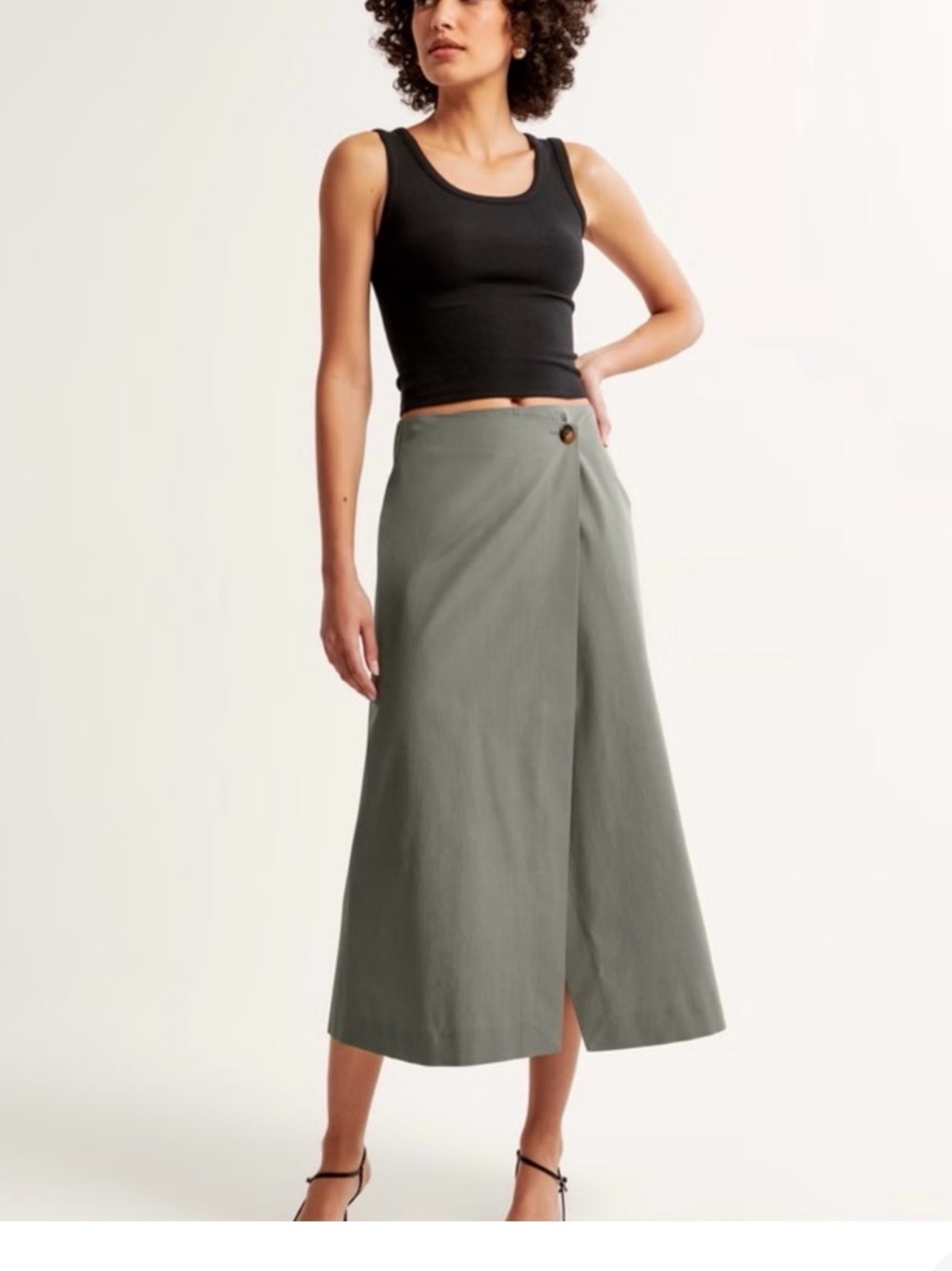 Abercrombie & Fitch Olive Wrap Maxi Skirt
